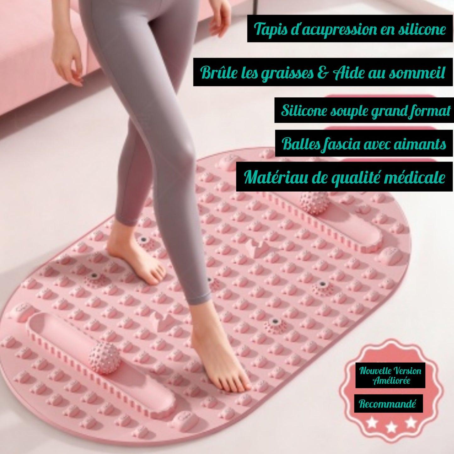 Tapis d'Acupression Zen & Silhouette – Silicone Médical